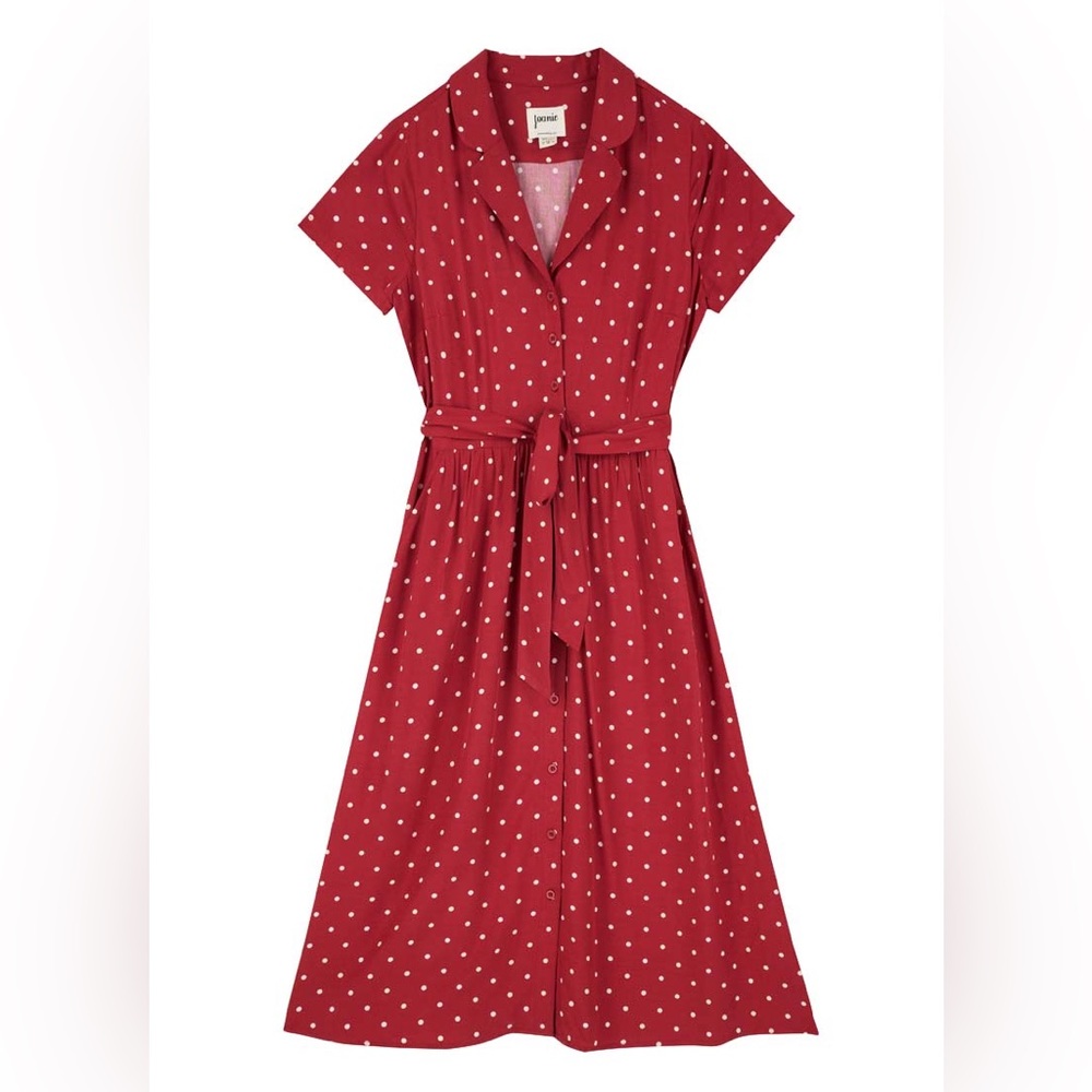 Joanie - Carly Polka Dot Button Down Dress